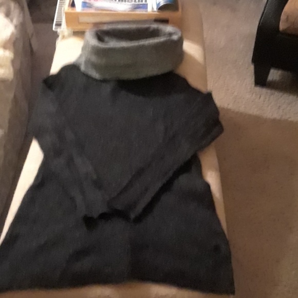 Wool Mohair Reversible Gray Cowl Fitted Tunic M - Picture 1 of 5